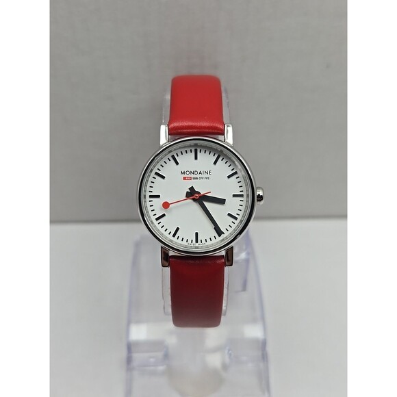 Mondaine SBB Swiss Railways Classic 26mm Watch Red Strap Quartz New Battery - Picture 1 of 12